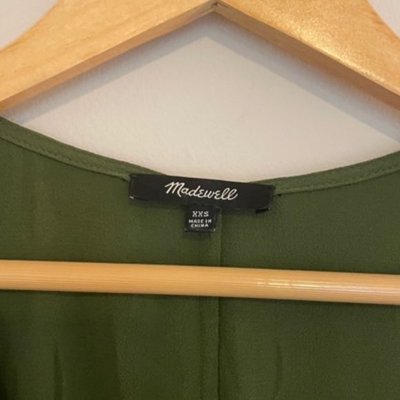 XXS Madewell Olive Green Button Front Shift Dress - Picture 5 of 6